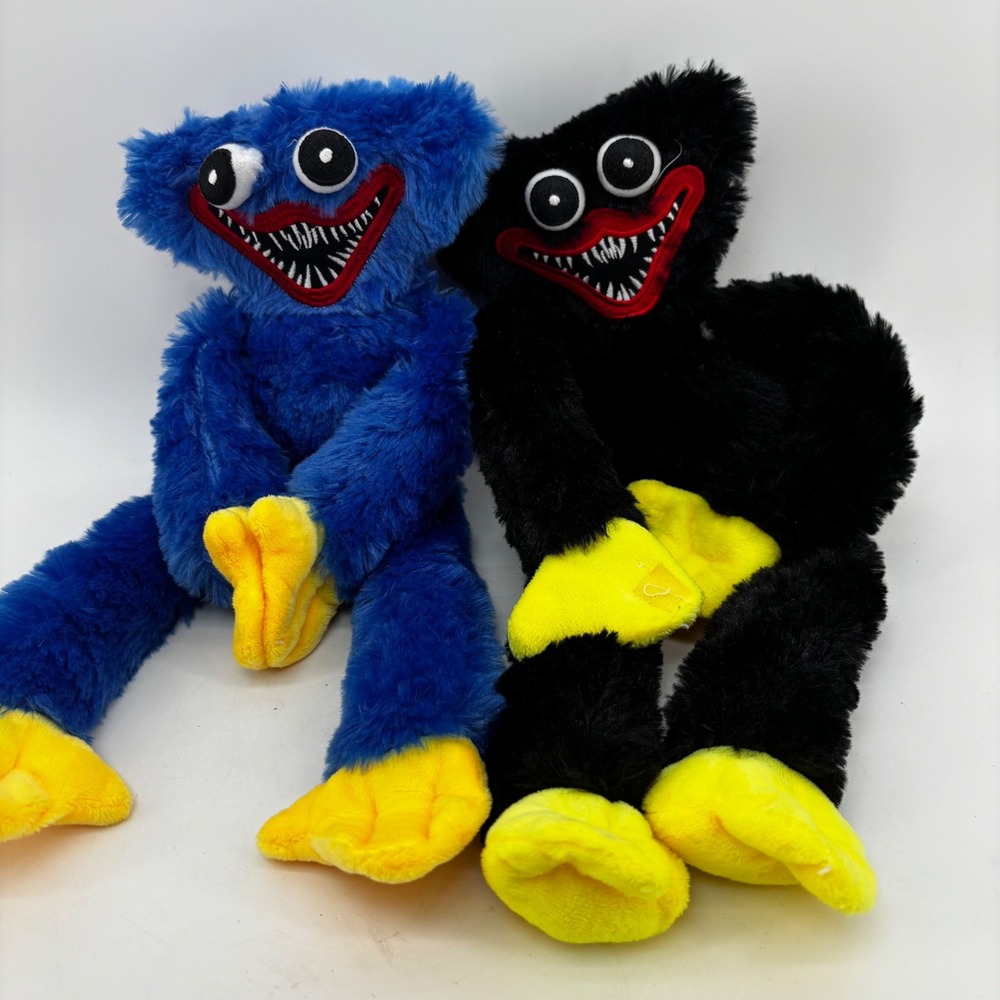 Poppy Playtime Huggy Wuggy Plush Toy Set Blue and Black Horror Game Figures 15in